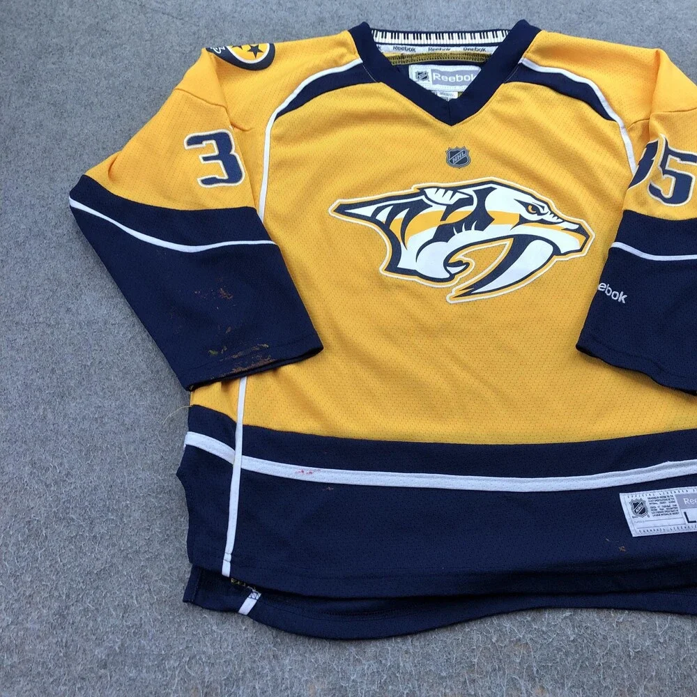 Nashville Predators Jersey Boys Large NHL Hockey Reebok Rinne 35 L/XL